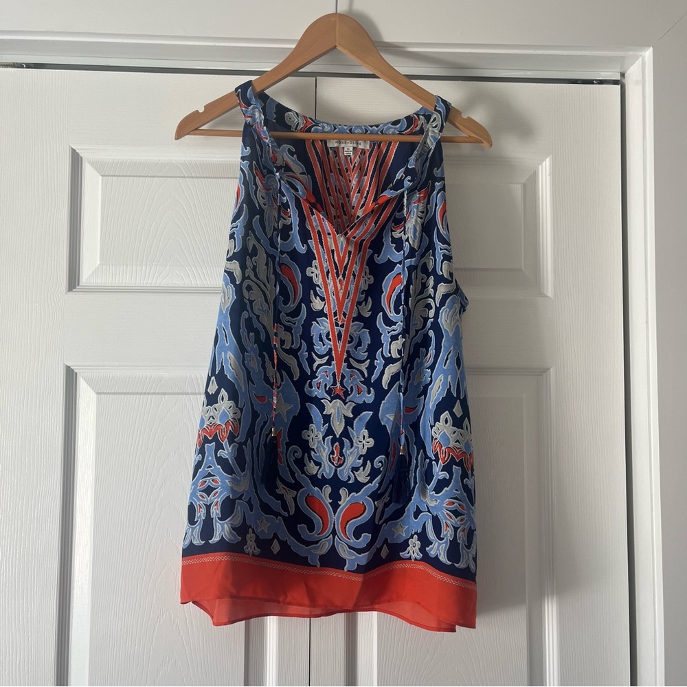 Rose & Olive Blue and Orange Graphic Tank Top